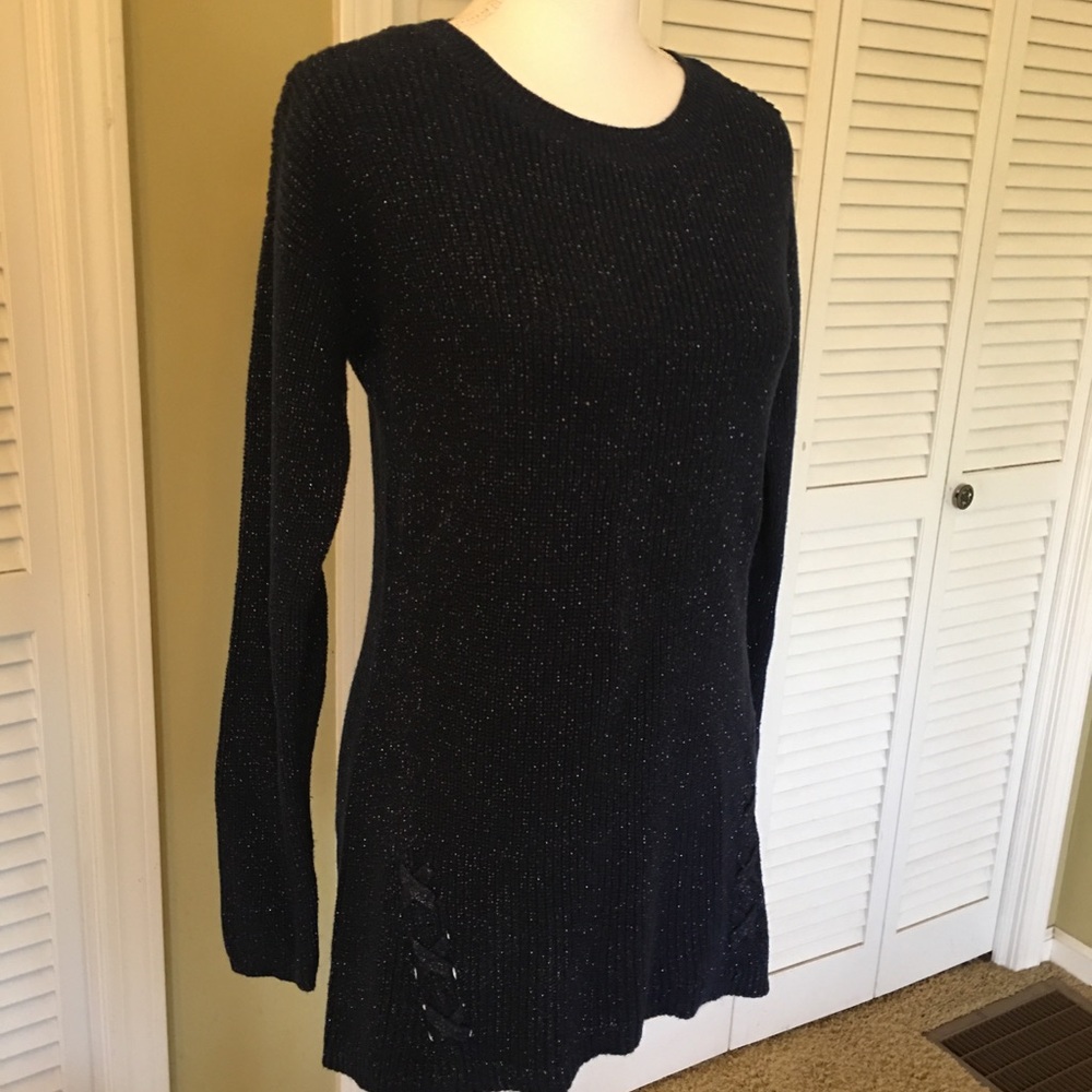 a.n.a. A New Approach Navy Blue Sparkle Sweater Tunic Size S - Picture 2 of 12